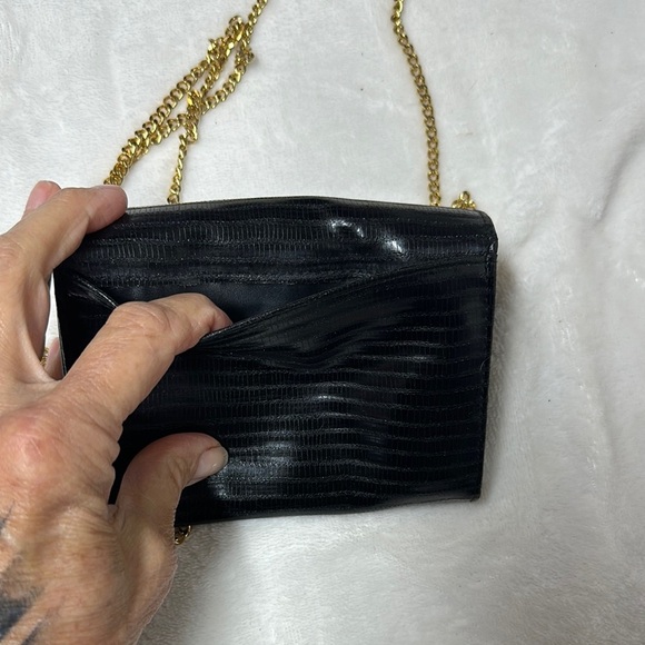 Perry Ellis Black and Gold Crossbody Bag with Chain Strap - Picture 4 of 13